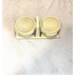Vintage Tupperware Condiment Server Set Almond 1550-4 Tray 1323-14 Bowls 812-61